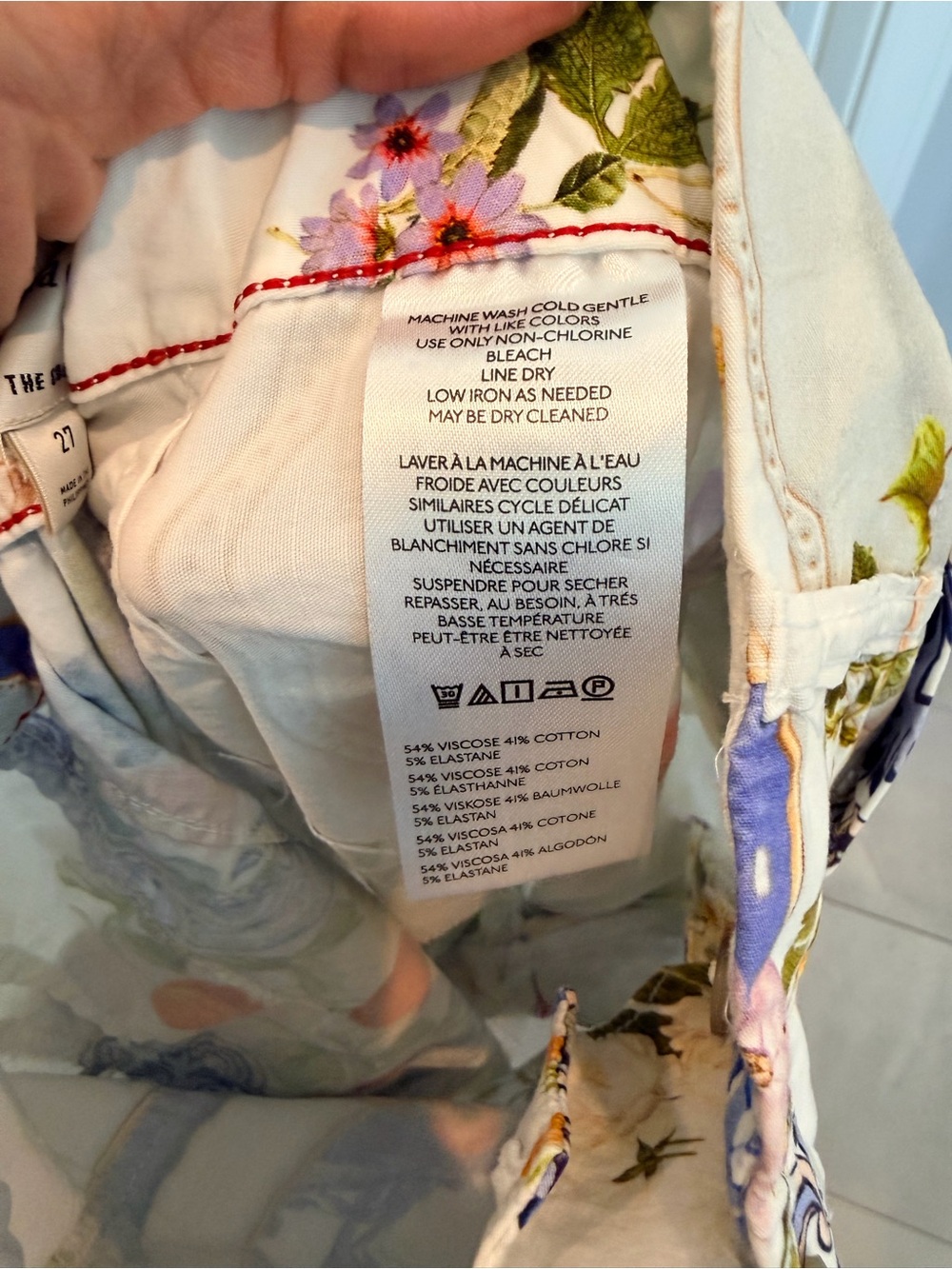 Maeve White Wide-Leg Jeans with Blue Delft & Multicolor Floral Print - Picture 6 of 6